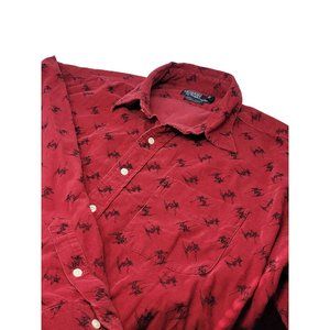 Polo Ralph Lauren Lowell Sport Corduroy Shirt Button‎ Up Skier Print Size XXL